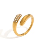 Gold color / One size / 1 Piece Simple Series Simple Geometric Stainless Steel  Gold Color Women's Adjustable Rings Picture3